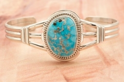 Genuine White Water Turquoise Sterling Silver Bracelet